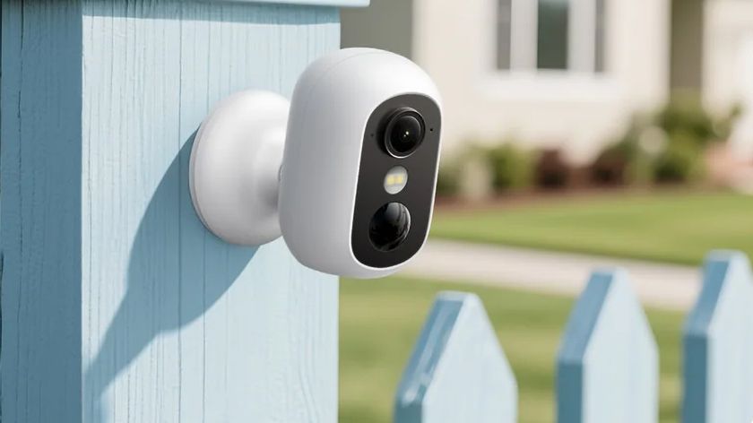 eufyCam C35 security camera mounted on fence post