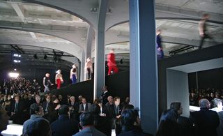 A/W 2008 menswear: Models followed the curves in the digitalized, achromatic space