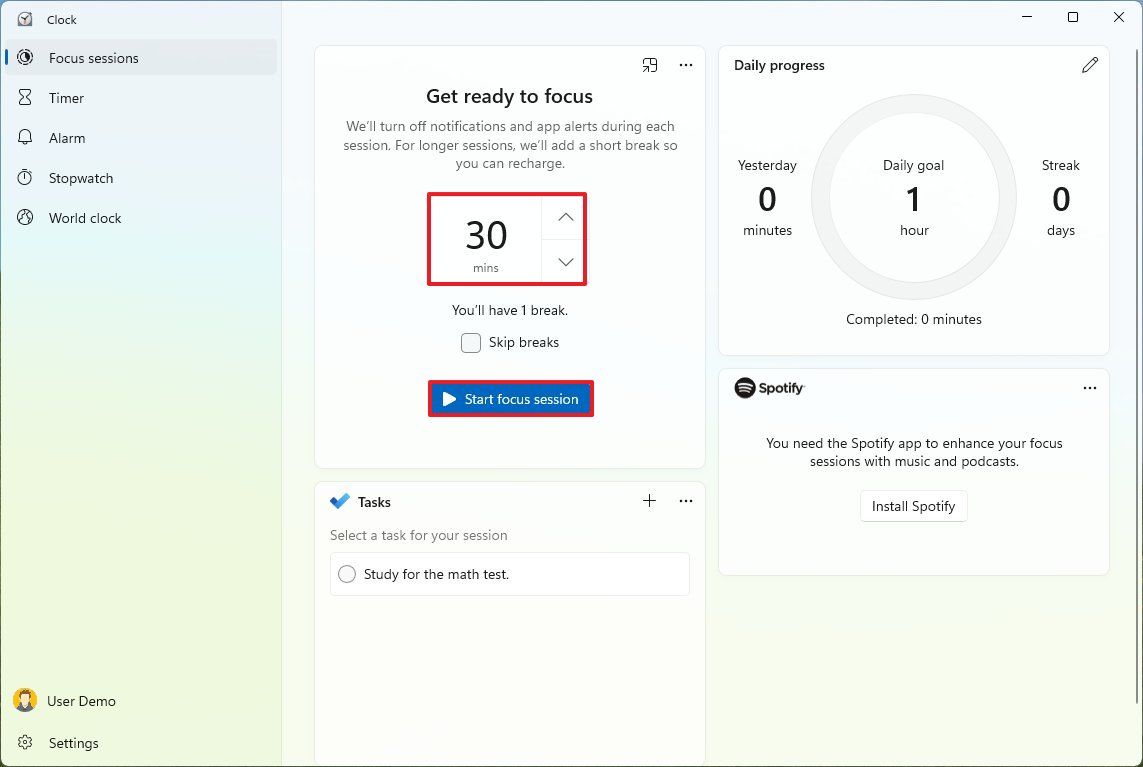 Clock configure Focus