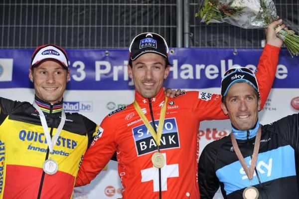 The podium at E3 Prijs Vlaanderen - Harelbeke
