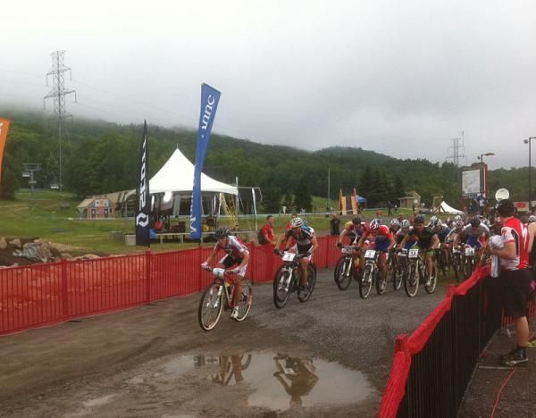 The start of the U23 men's race in Mont-Sainte-Anne