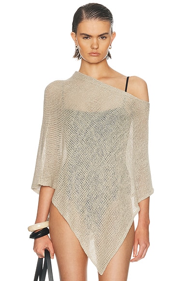 Linen Open Knit Poncho