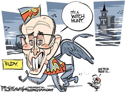 Political Cartoon U.S. Rudy Witch Hunt Trump Ukraine