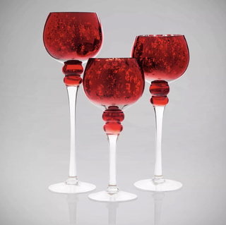 Red mercury glass candlesticks from Macy's.