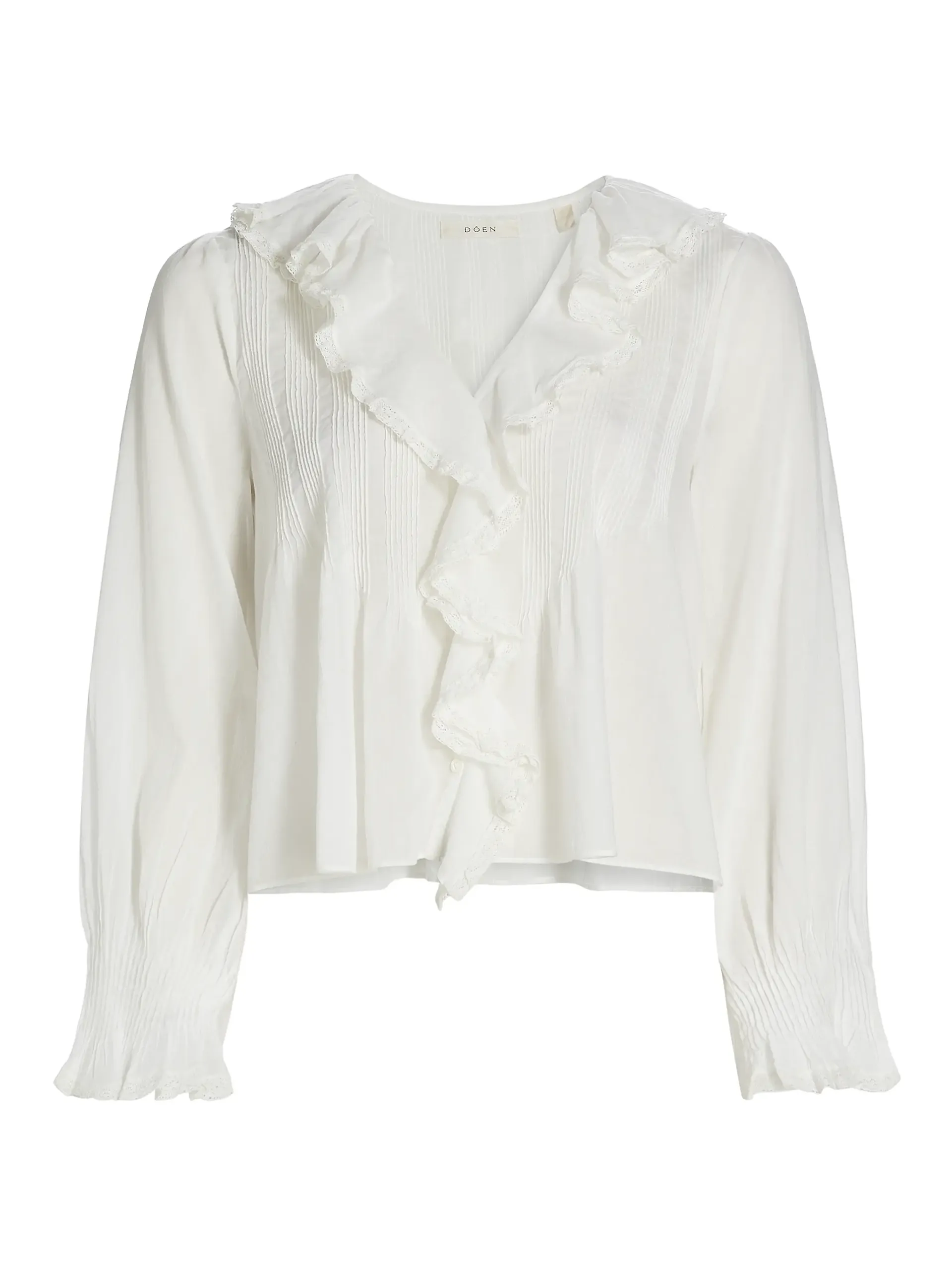 Dôen, Hardy Pintuck Cotton Shawl-Collar Blouse