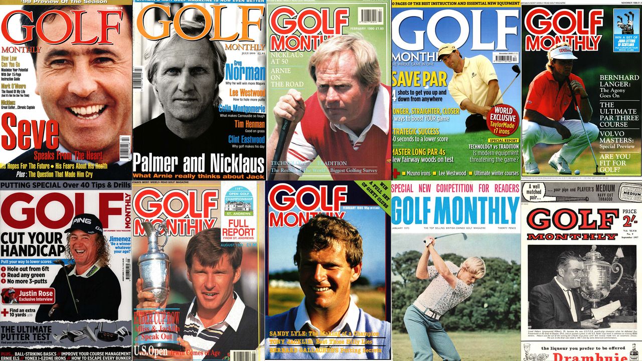 A montage of old Golf Monthly front covers through the years