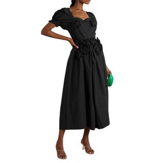 model wearing Batsheva Poplin Midi Dress