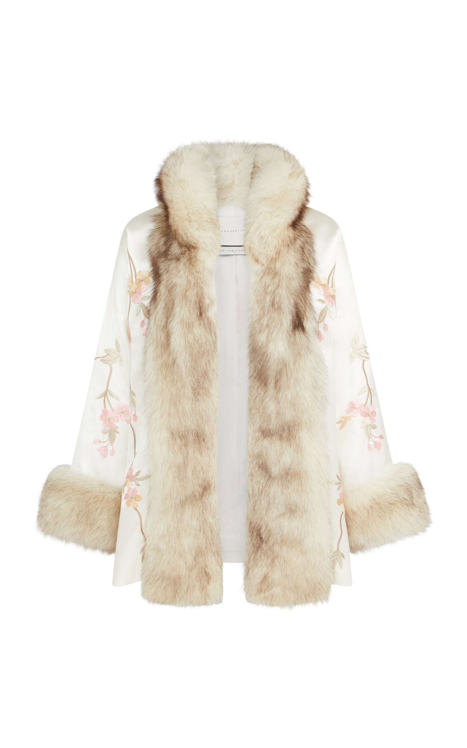 Fox Fur-Trimmed Silk Robe Jacket