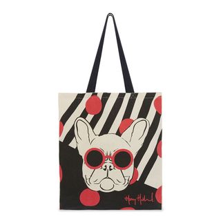 black coloured tote bag with white background