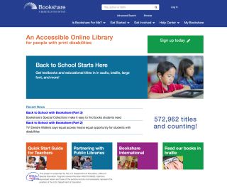 Screenshot: Bookshare Accessible Online library