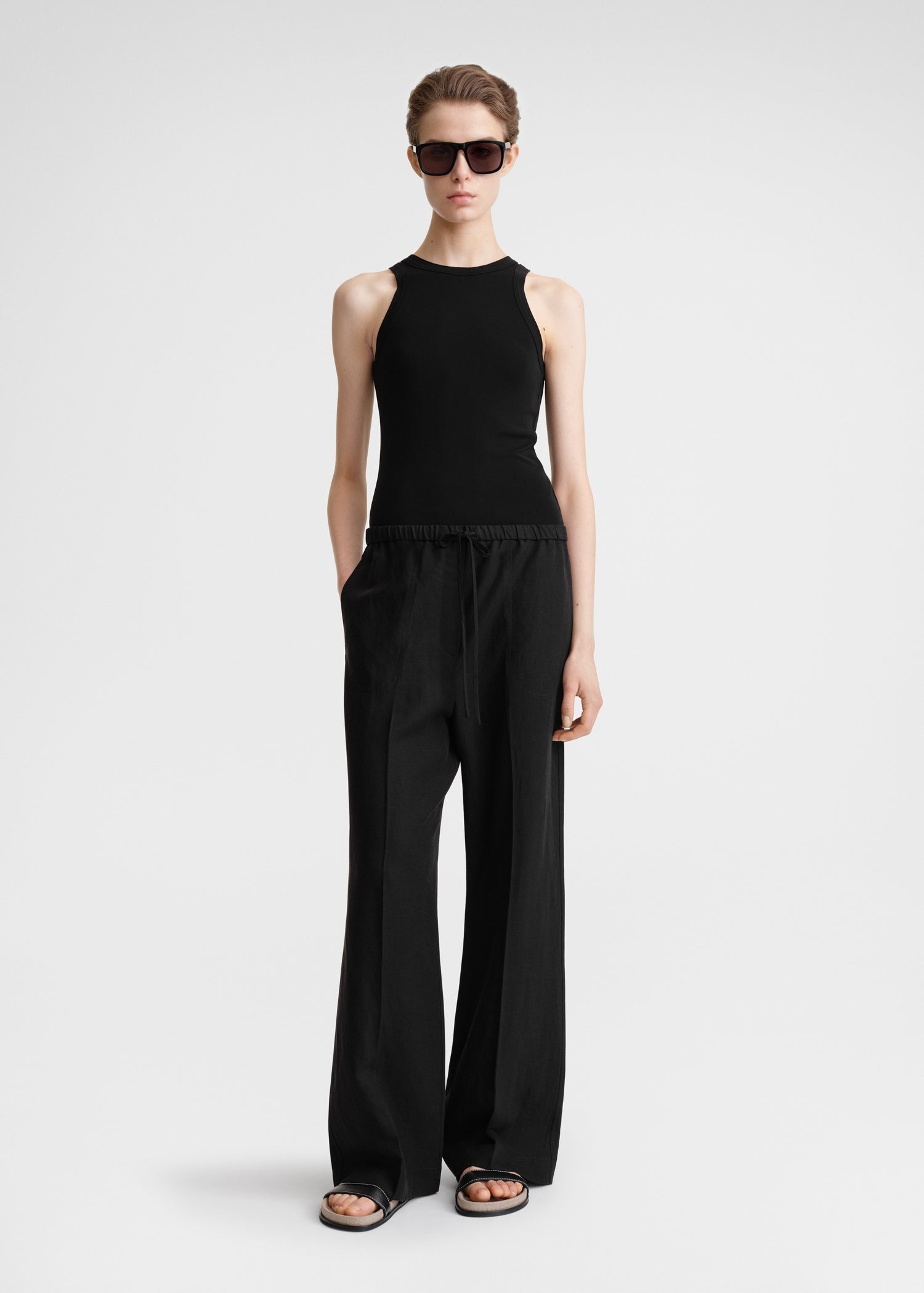 Fluid Drawstring Trousers Black