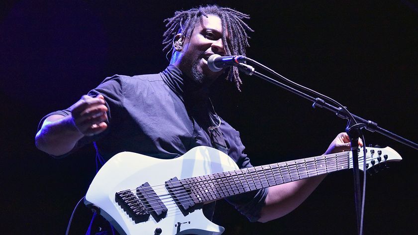  Tosin Abasi of Animals as Leaders performs during Swanfest at Heart Health Park on April 23, 2022 in Sacramento, California