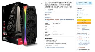 A screenshot of Amazon's AMD RX 9070xt stock