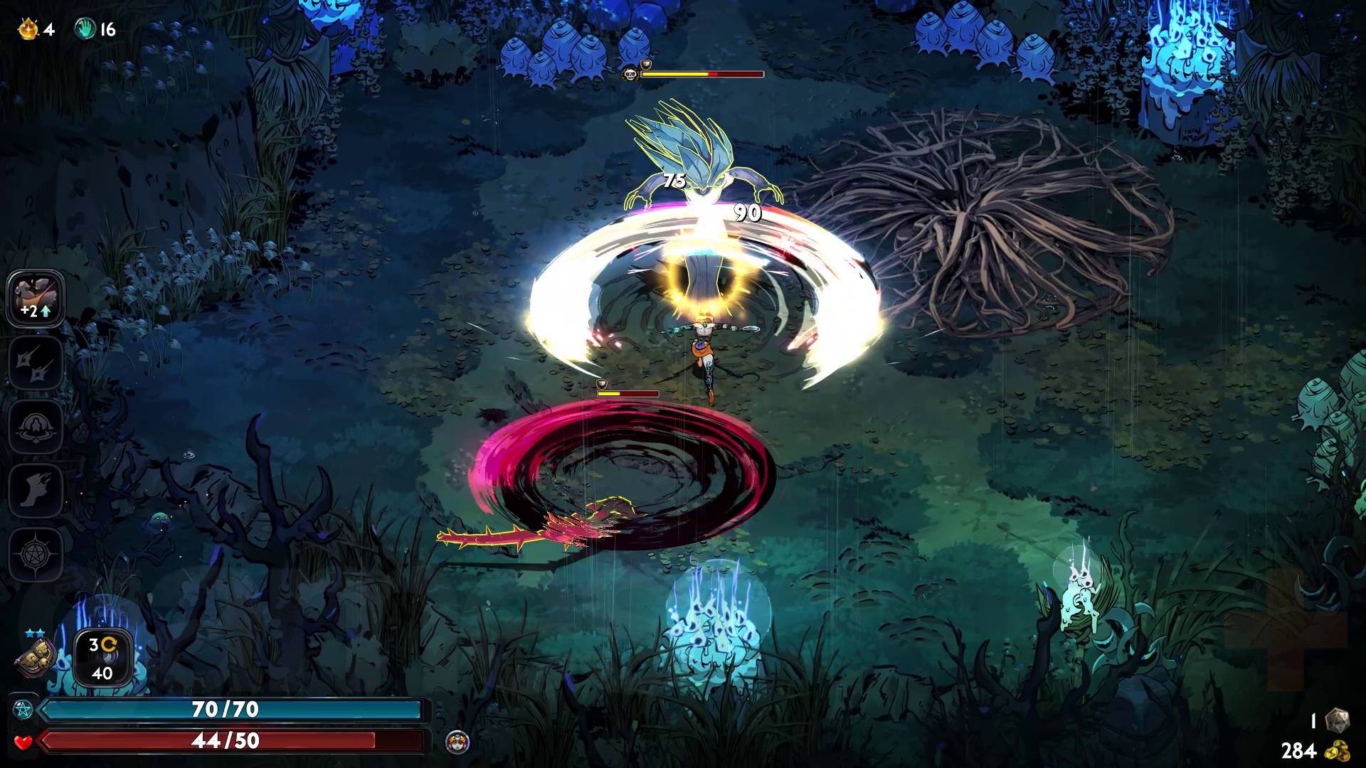 Hades 2 Weapons sister blades combo on root stalker boss