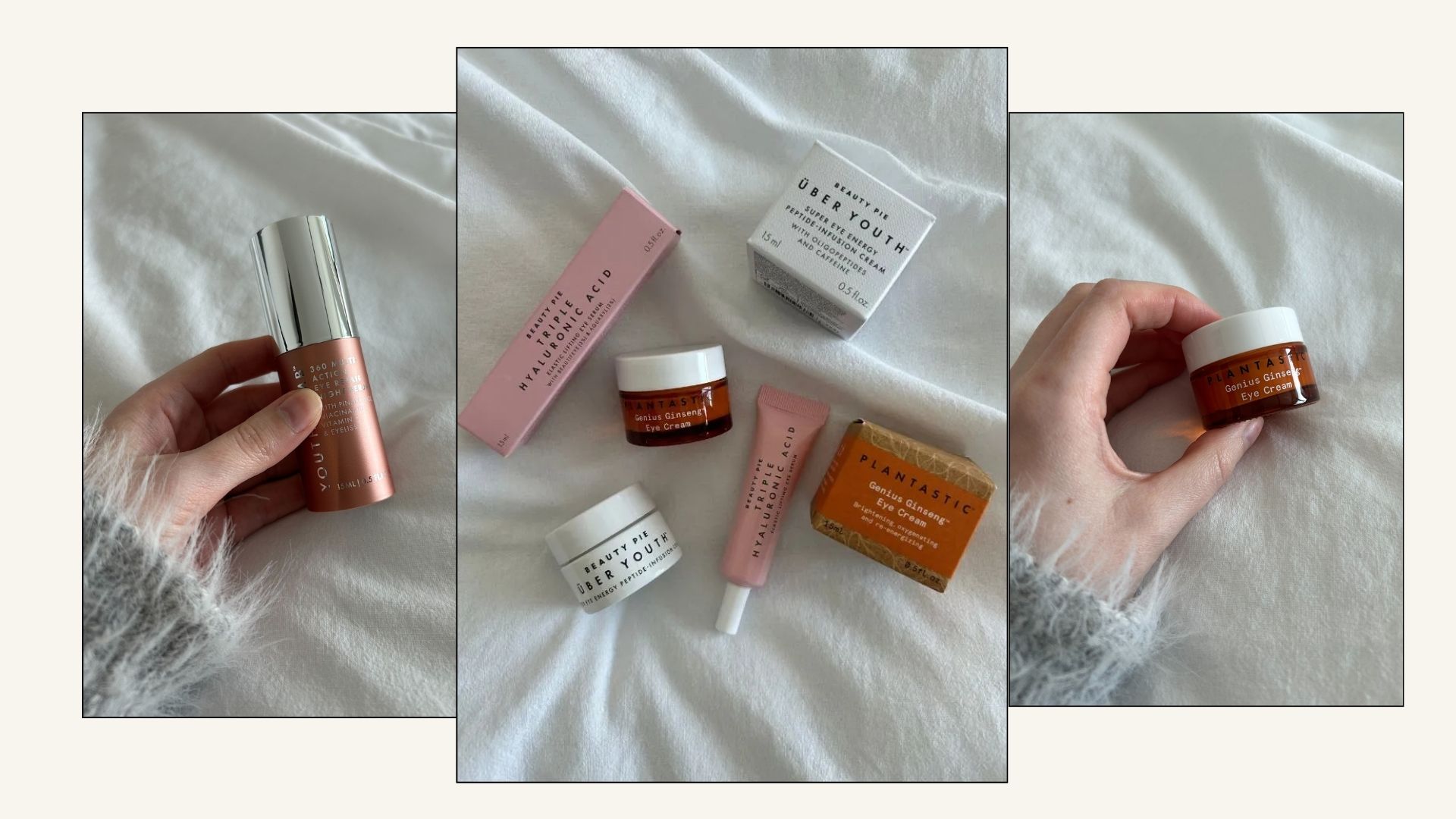 Junior beauty editor Grace Lindsay testing Beauty Pie eye creams