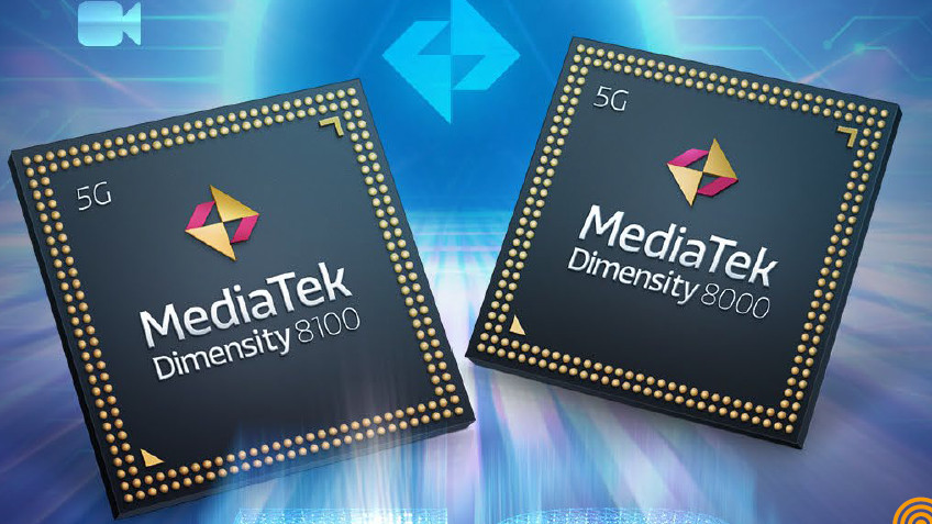 A graphic illustrating the MediaTek 8000 and 8100 System-on-chips designed for mobile devices
