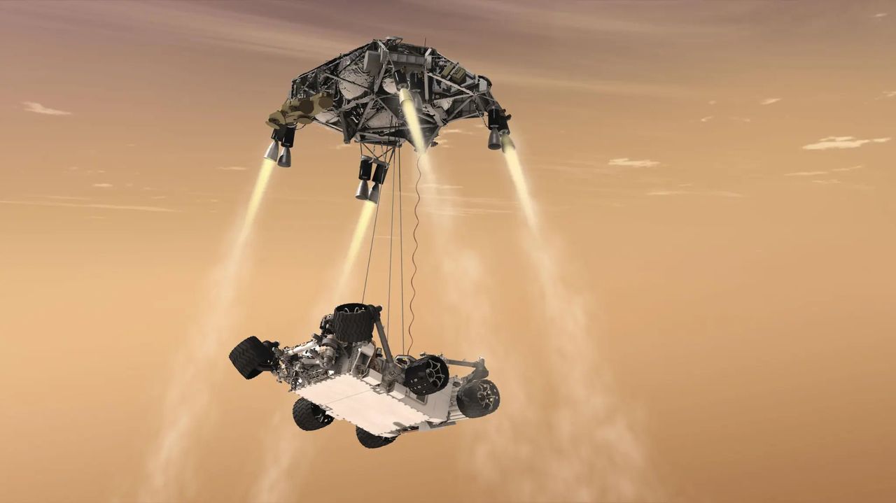 On this day in space! Aug. 6, 2012: NASA lands huge Curiosity rover on Mars with a rocket-powered sky crane