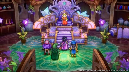 The party visit the elf queen in her throne room in Dragon Quest 3 HD-2D Remake