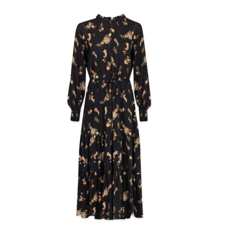 A black and floral dress from Saint + Sofia