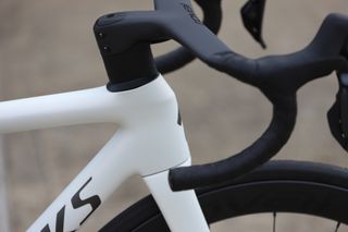 Detail of Specialized S-Works Tarmac SL8 head tube