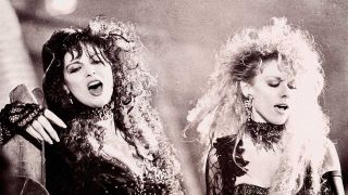 Ann and Nancy Wilson on the set of the What About Love video