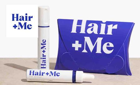 Hair and me logo placed over hair and me products
