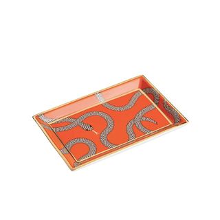 orange ceramic tray with snake print