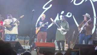 (from left) Christone "Kingfish" Ingram, Joe Bonamassa, Eric Gales and Marcus King perform onstage at the Bluesfest festival in Byron Bay, Australia