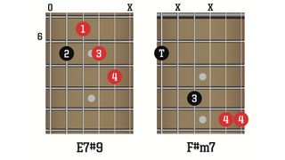 E7#9 and F#m7 chord