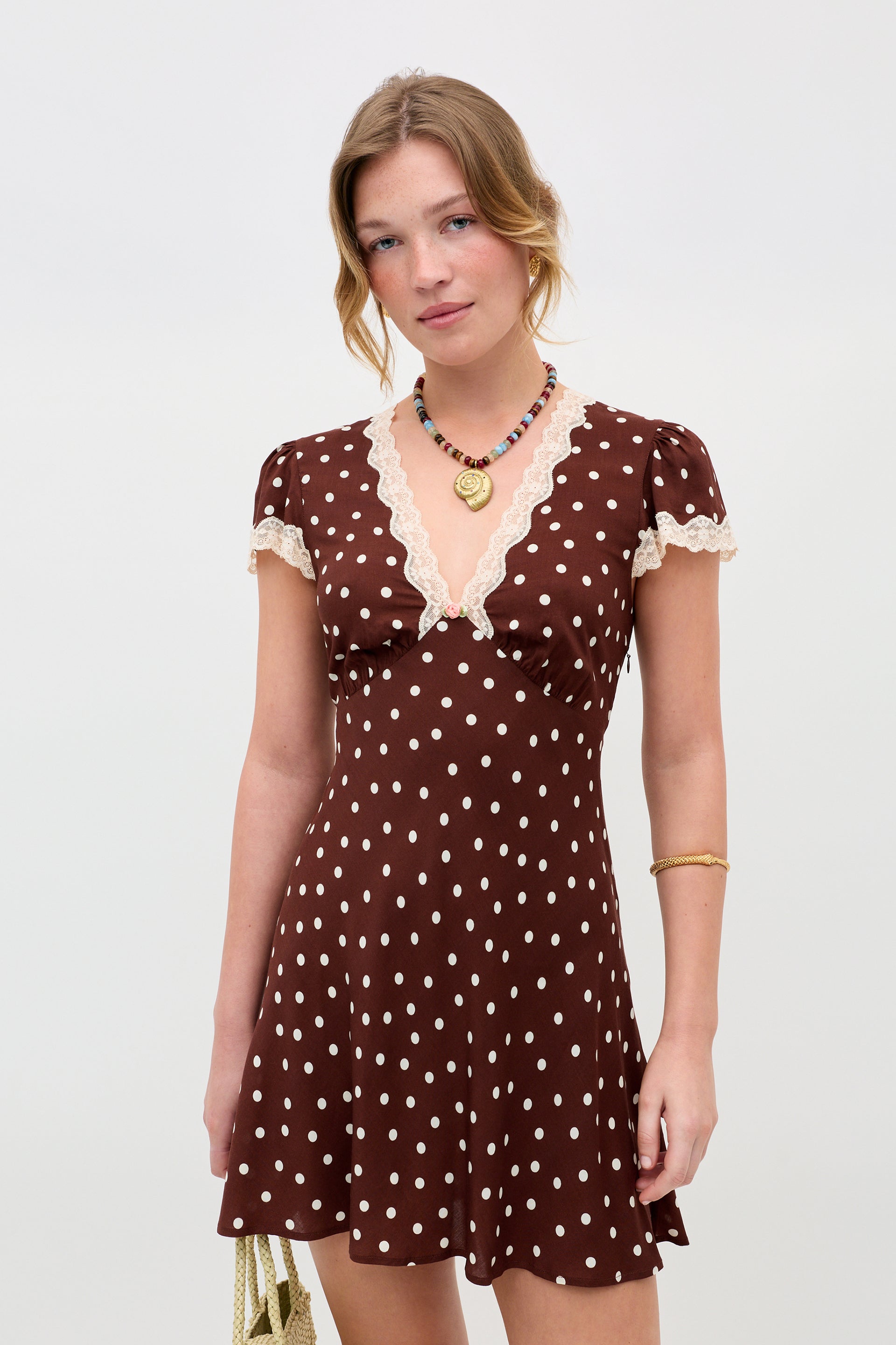 Cely Mini Dress in Layla Dot Brown