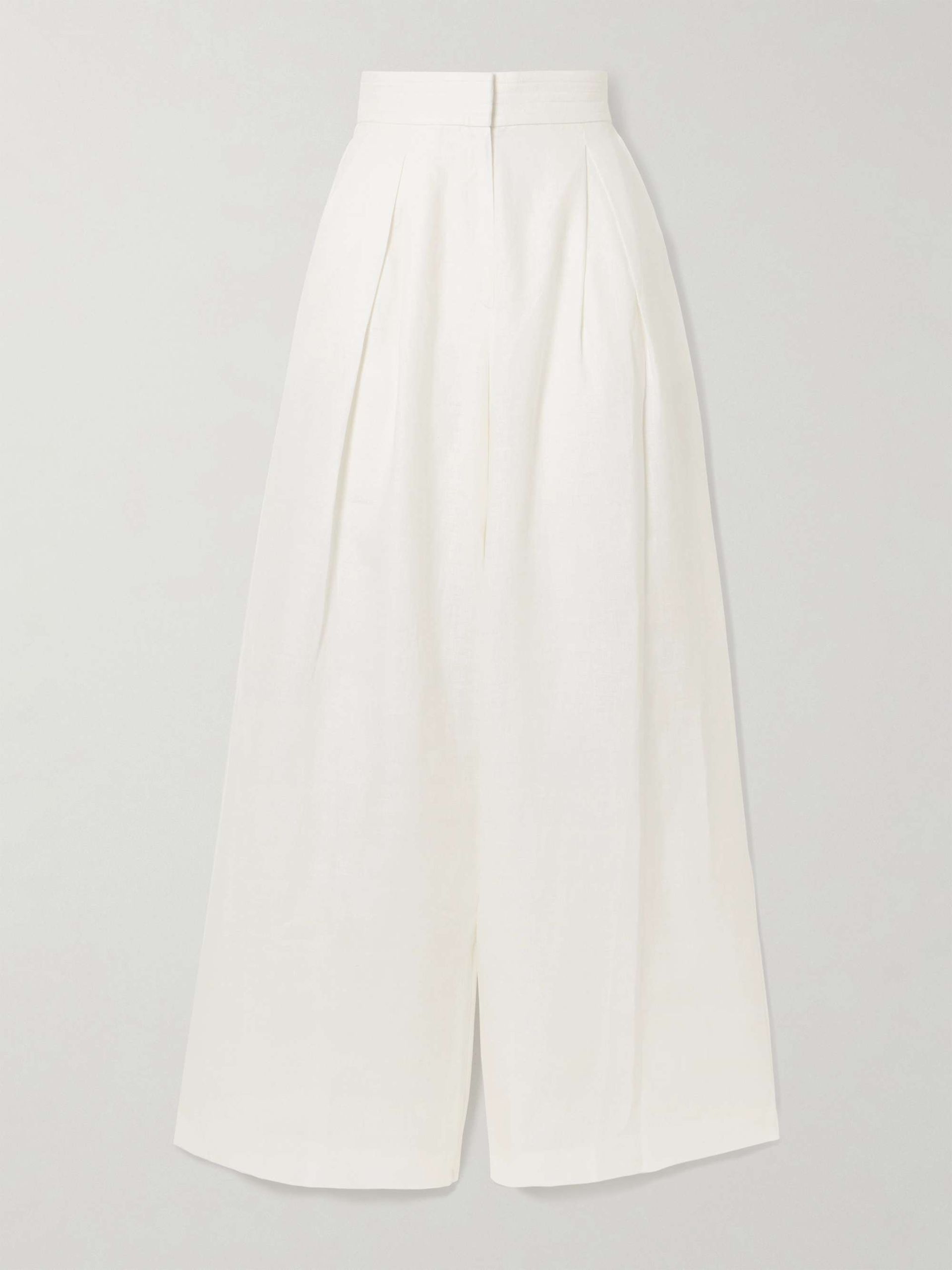 Kushi Pleated Linen Wide-Leg Pants