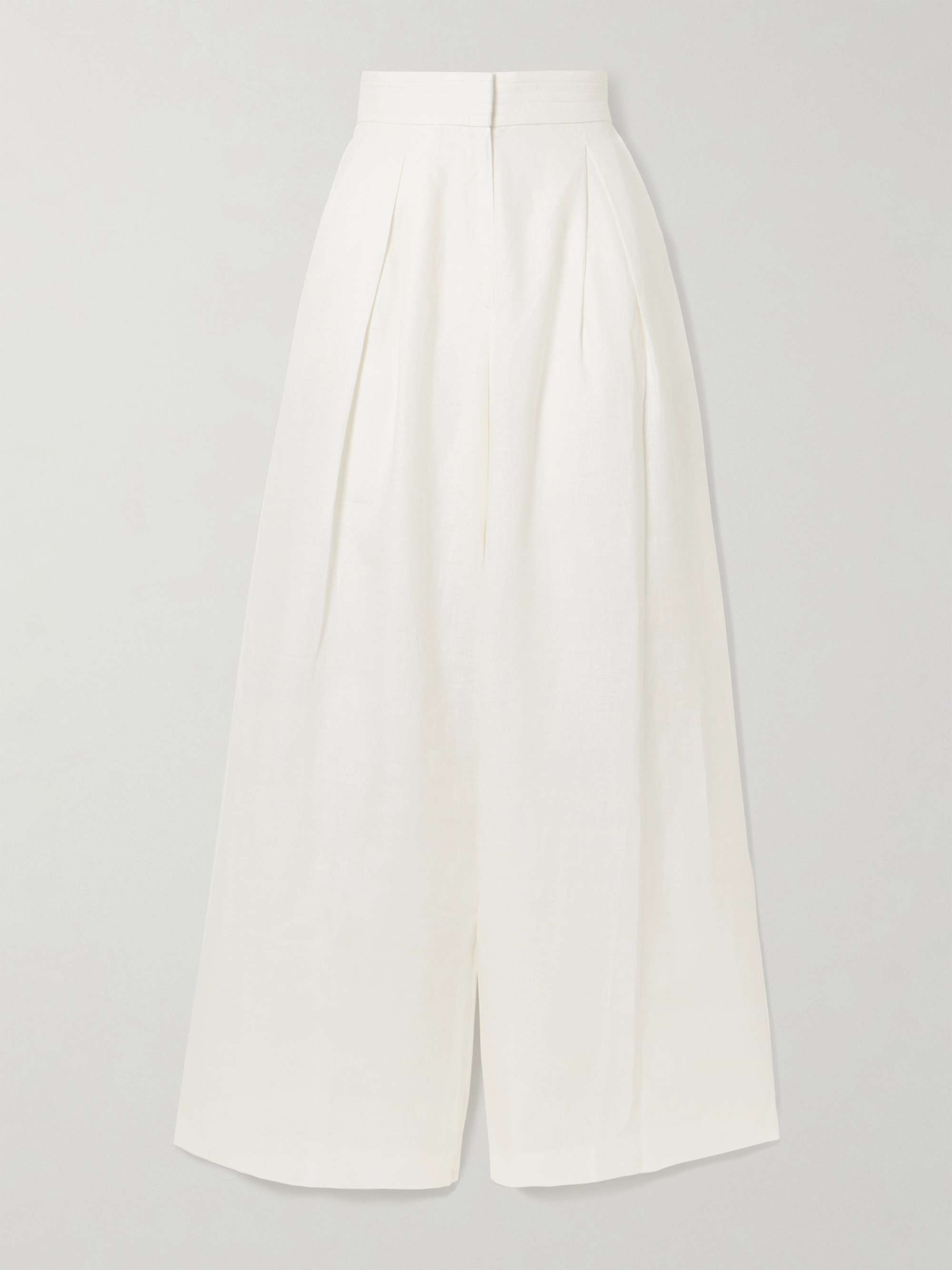 Kushi Pleated Linen Wide-Leg Pants