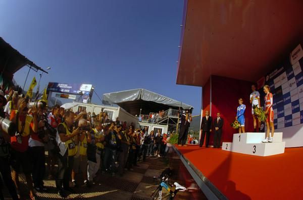 The elite women's time trial awards ceremony.