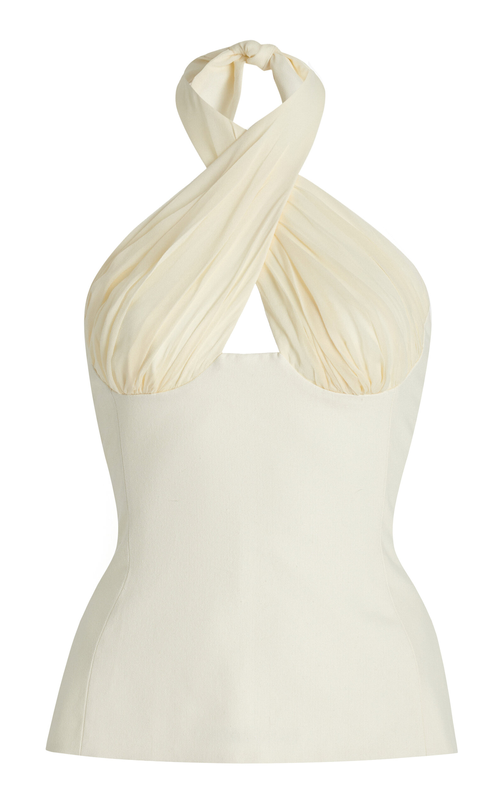 Exclusive Sculpted Silk Halter Top
