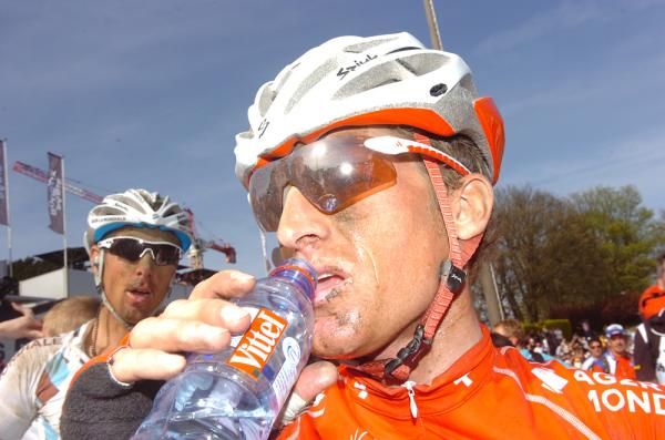 AG2R's Swiss champion Martin Elmiger coated in grime.