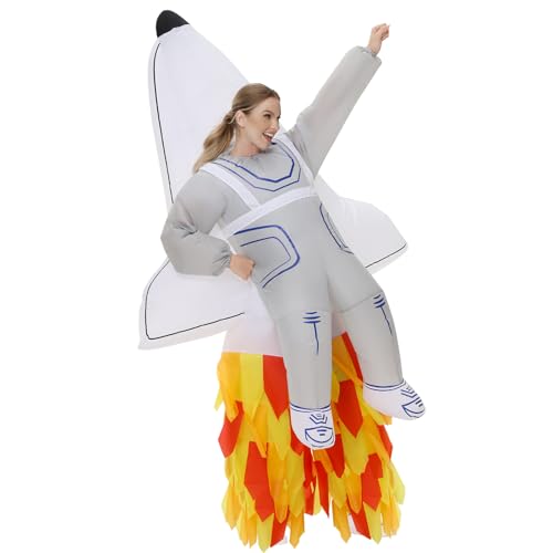 Tanganan Inflatable Spaceship Costume for Adult, Halloween Manned Spacecraft Rocket Costumes Suits Blow Up Costumes for Men Women Cool Funny Fancy Dress Party