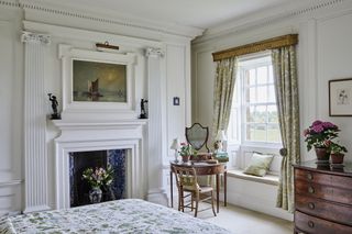 tiled bedroom fireplace in a Georgian home