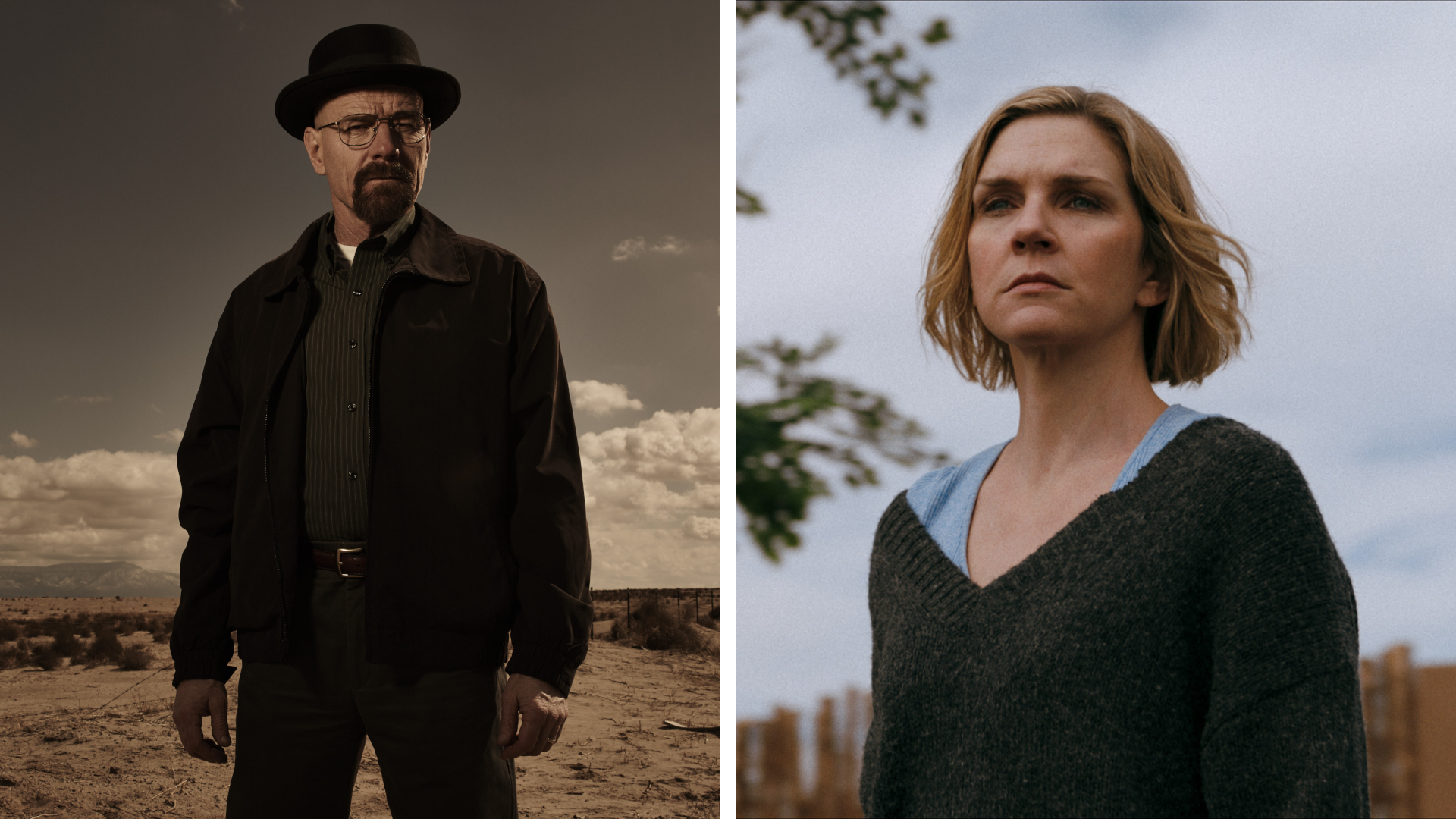 Walter White (Bryan Cranston) from Breaking Bad and Carol Sturka (Rhea Seehorn) from Pluribus