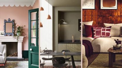 Three different areas of the home demonstrating the interior colour trends of 2024