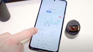 Sleep data from the Circular Ring 2 smart ring is shown in the device's companion app with a chart displaying sleep stages