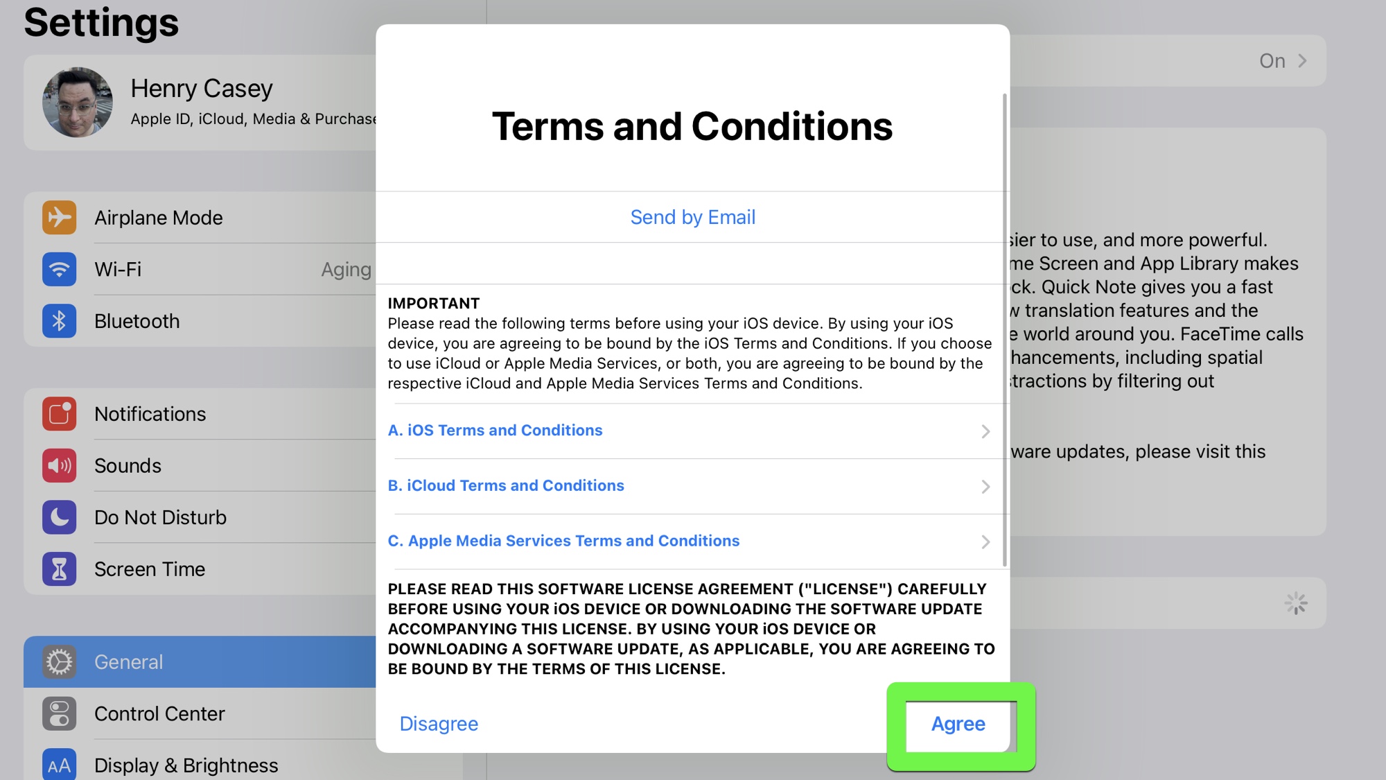 Agree under the Terms and Conditions is highlighted