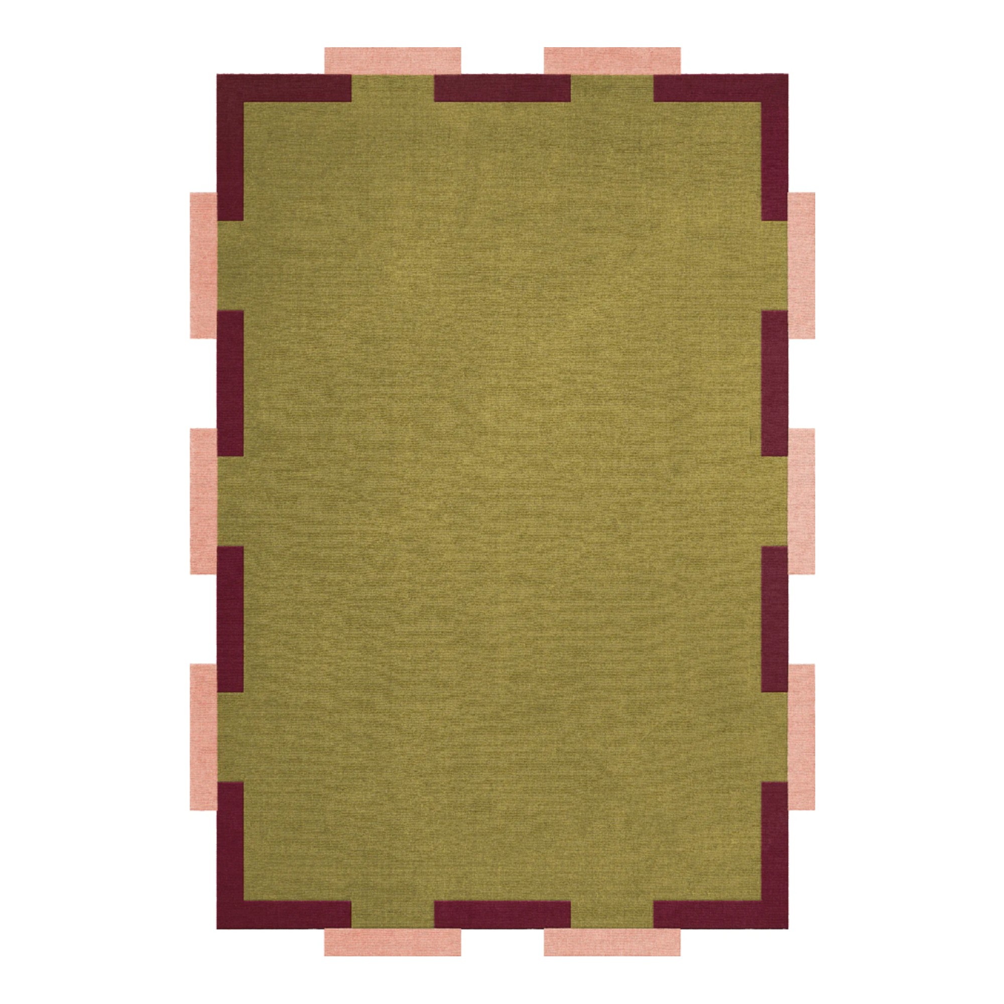 Layered Teklan Fregio Wool Rug - Olive Blush