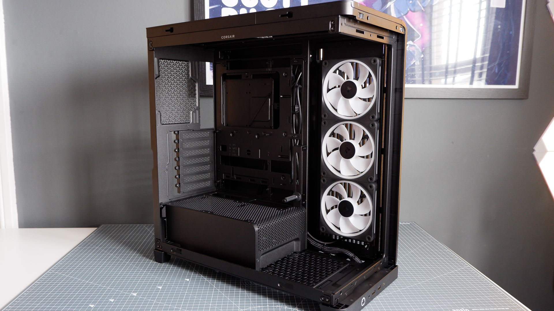 Corsair Frame 4500X ATX PC case throughout a PC build for testing.