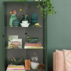 storage area with glass shelves