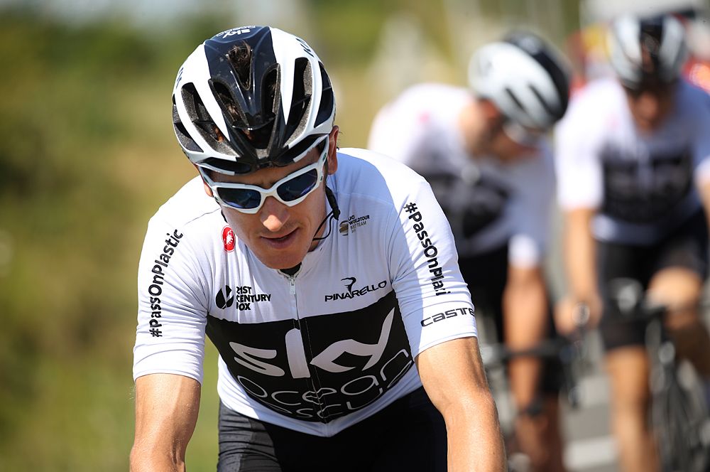 Geraint Thomas (Team Sky) out for a training ride on the second rest day at the Tour de France