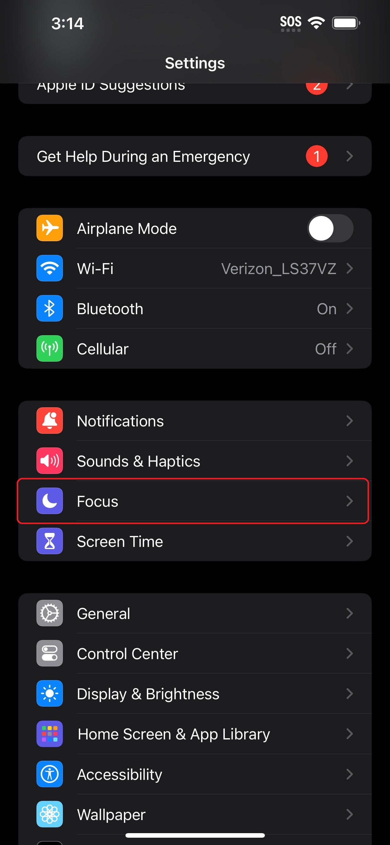 iOS 17 Focus option