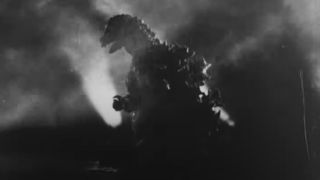 Godzilla roams the smokey night in Godzilla.