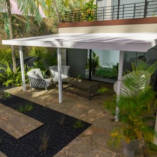 A Contempra Slope Patio Awning in White