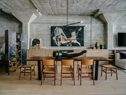 an industrial loft with a luxury finish