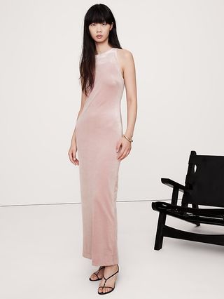 Stretch-Velvet Maxi Dress